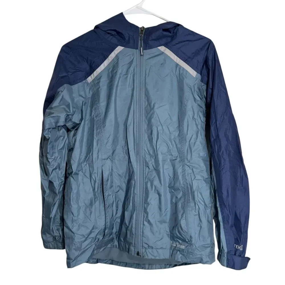 L.L. Bean Blue Weather Resistant Windbreaker Rain Jacket